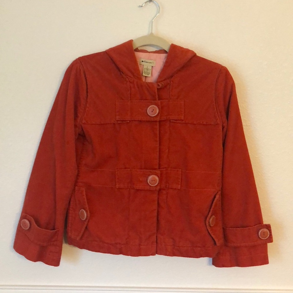 Anthropologie Elevenses Orange Corduroy Jacket.